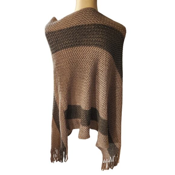 CEJON Tan Brown Knit Sweater Poncho One Size Plus - Picture 4 of 6